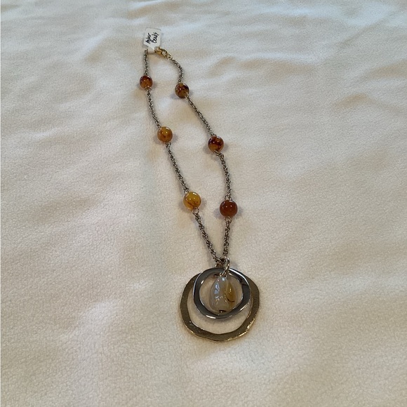 Moss Agate & Amber Stone Necklace - Picture 3 of 5